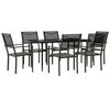 vidaXL 7 Piece Garden Dining Set Black Steel and Textilene