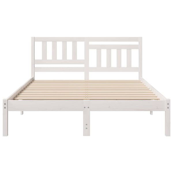 vidaXL Bed Frame with Headboard White 120 x 200 cm Solid Pine Wood