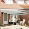 vidaXL Retractable Awning Manual Green and White 400 x 300 cm