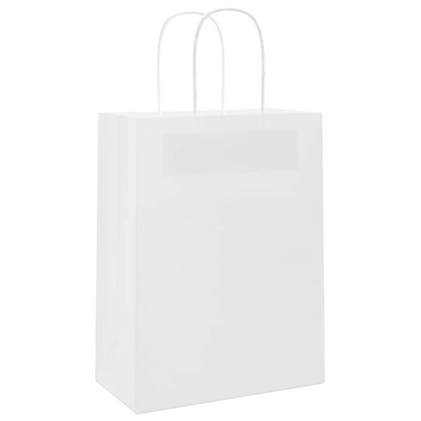 vidaXL Paper Bags 50 pcs with Handles White 21x11x28 cm