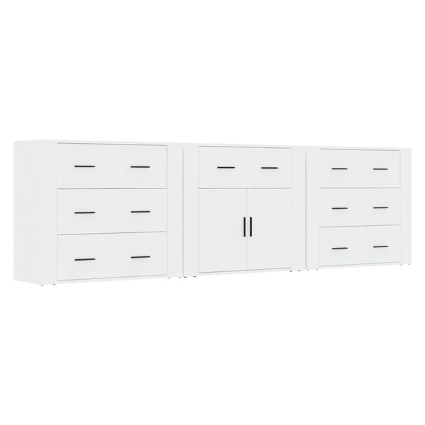 vidaXL Sideboards 3 pcs White Engineered Wood