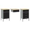 vidaXL Work Cabinet with Drawer 8 pcs Black 150 x 55 x 200 cm