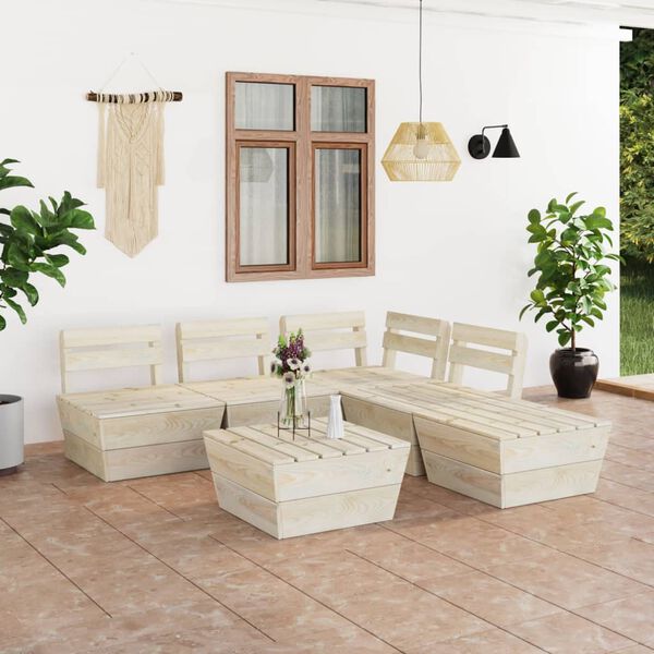vidaXL 6 Piece Garden Pallet Lounge Set Impregnated Spruce Wood