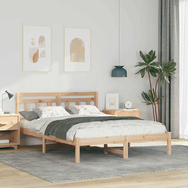 vidaXL Bed Frame Brown 120 x 200 cm Solid Pine Wood