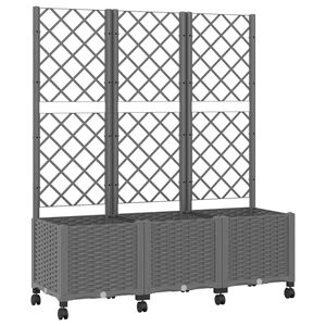 vidaXL Garden Planter with Trellis&Wheels Light Grey 120 x 40 x 146 cm
