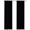 vidaXL Linen-Look Blackout Curtains with Hooks 2 pcs Black 140x245 cm