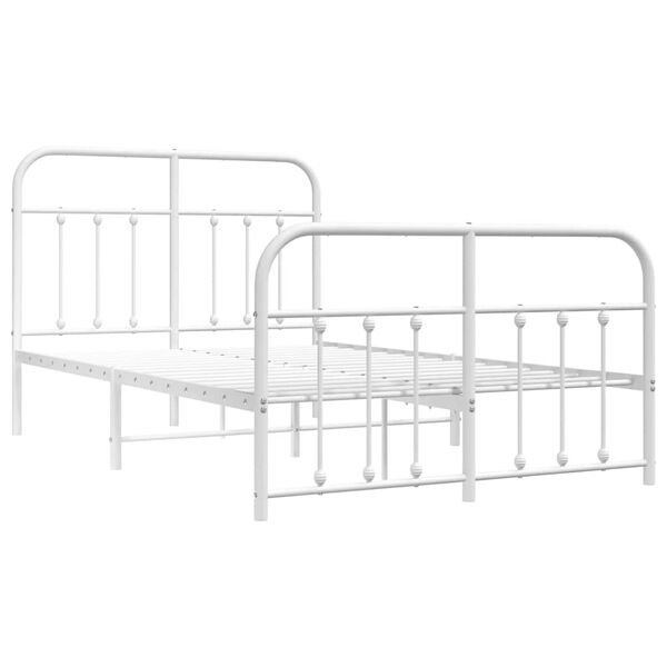 vidaXL Metal Bed Frame without Mattress with Footboard White 120x190cm