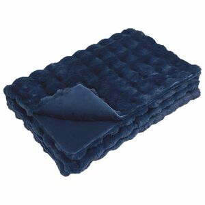 vidaXL Anti-Slip Faux Rabbit Fur Blanket Olite Marine Blue Polyester