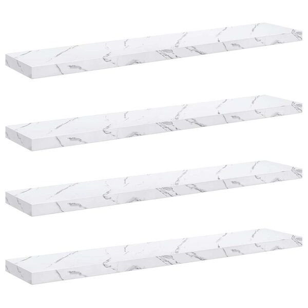 vidaXL Wall Shelf 4 pcs White Marble 120 x 23.5 x 4 cm Engineered Wood