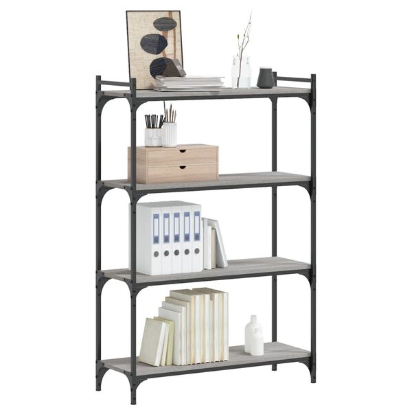 vidaXL Bookcase 4-Tier Grey Sonoma 80x30x120 cm Engineered Wood