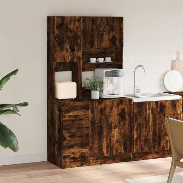 vidaXL Kitchen Cabinet Smoked Oak 95x50x180 cm Engineered Wood