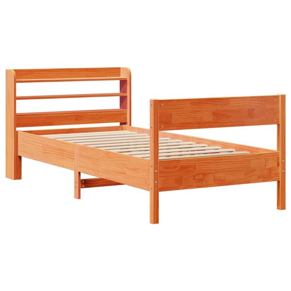 vidaXL Bed Frame without Mattress Wax Brown 90x200 cm Solid Wood Pine