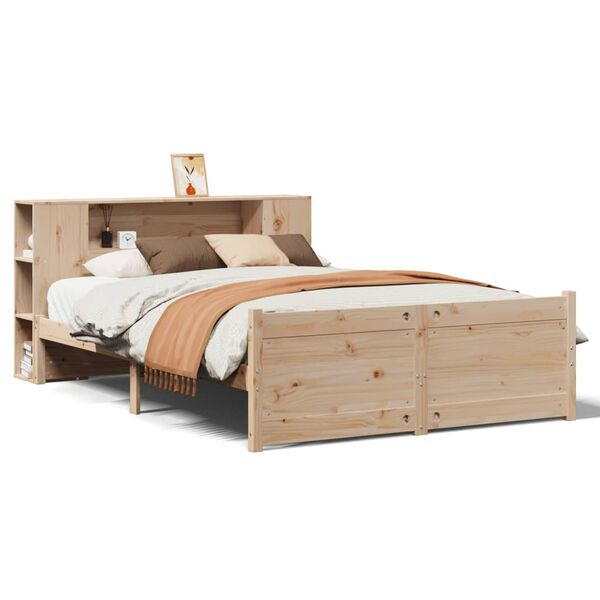 vidaXL Bookcase Bed without Mattress 135x190cm Double Solid Wood Pine