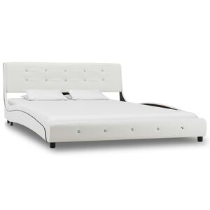 vidaXL Bed Frame without Mattress White Faux Leather 135x190 cm Double