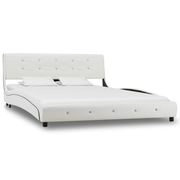 vidaXL Bed Frame without Mattress White Faux Leather 135x190 cm Double