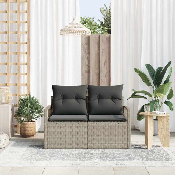 vidaXL Garden Sofa with Cushion 120 x 62 x 69 cm Poly Rattan