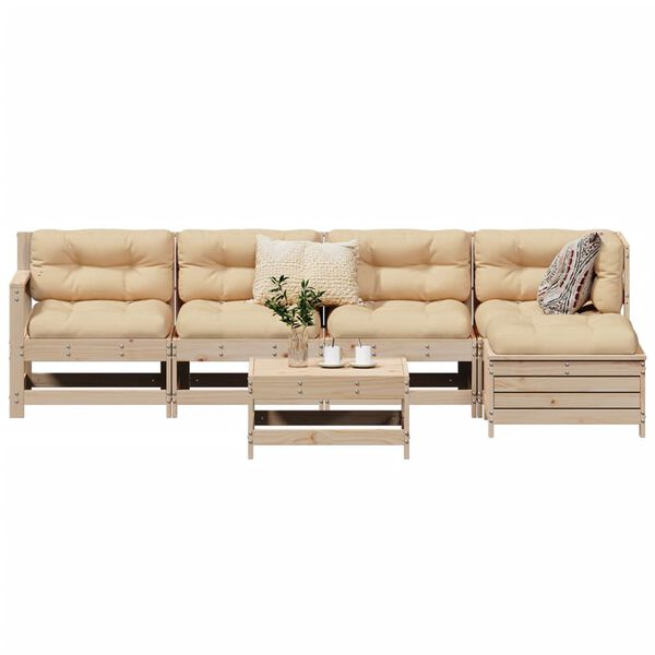 vidaXL 6 Piece Garden Sofa Set Solid Wood Pine