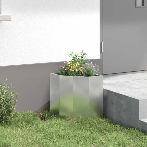 vidaXL Corner Planter Silver 30 x 30 x 35 cm Galvanised steel