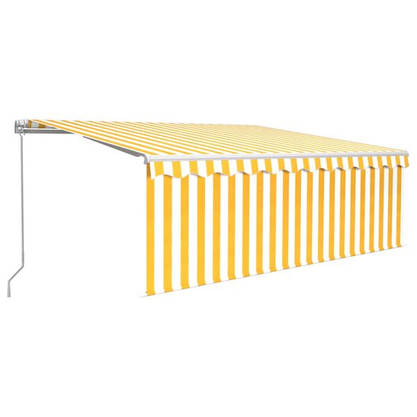 vidaXL Manual Retractable Awning with Blind 4x3m Yellow&White