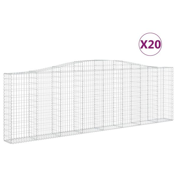 vidaXL Arched Gabion Baskets 20 pcs 400x30x120/140 cm Galvanised Iron