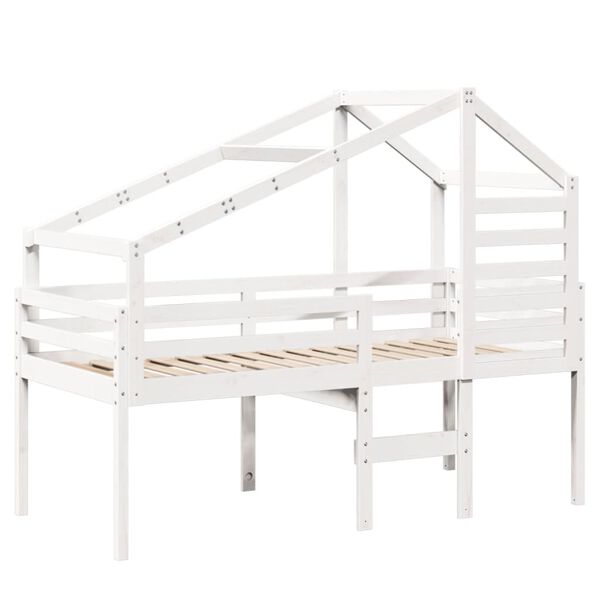 vidaXL High Sleeper Bed without Mattress White 90x200 cm Solid Wood Pine