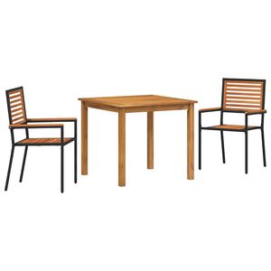vidaXL Garden Dining Set 3 pcs Black Solid Acacia Wood