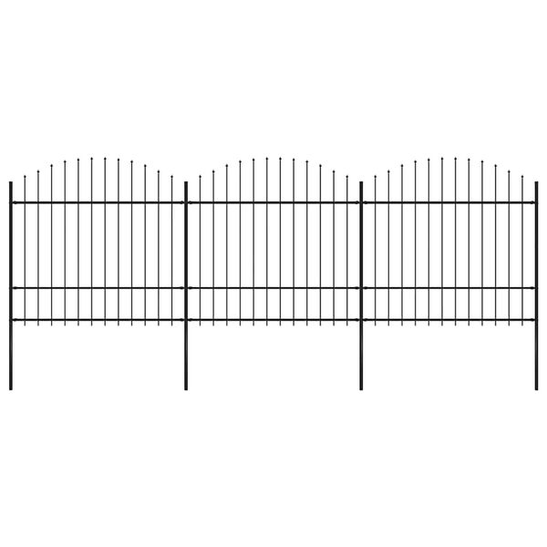 vidaXL Garden Fence with Spear Top Steel 537x175 cm Black