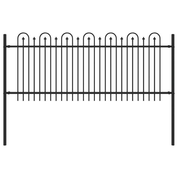 vidaXL Spike Arch Fence Black 200 x 130 cm Powder-Coated Steel