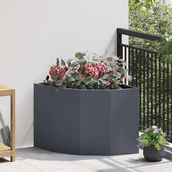 vidaXL Corner Planter Anthracite 60 x 60 x 50 cm Steel