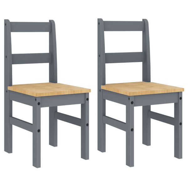 vidaXL Dining Chairs 2 pcs PANAMA Grey 40x46x90 cm Solid Wood Pine