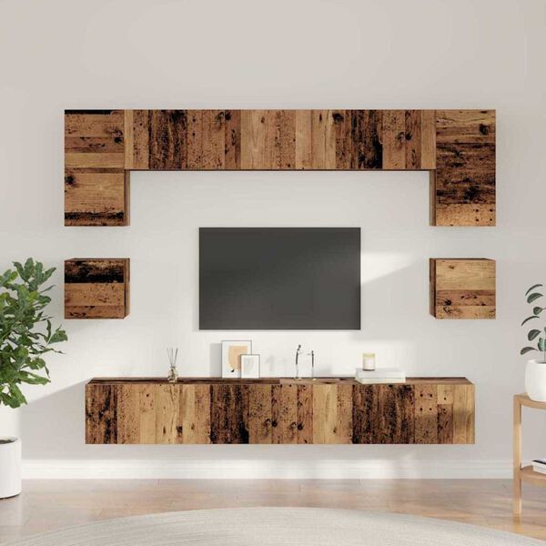 vidaXL TV Cabinet Set Wall-mounted 8 pcs Old Wood Engineered Wood