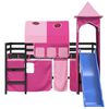 vidaXL Kids' Loft Bed with Tower without Mattress Pink 80x200 cm