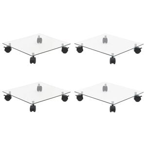 vidaXL Plant Rollers 4 pcs 35x35 cm Tempered Glass Square