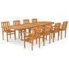 vidaXL 9 Piece Garden Dining Set Solid Teak Wood