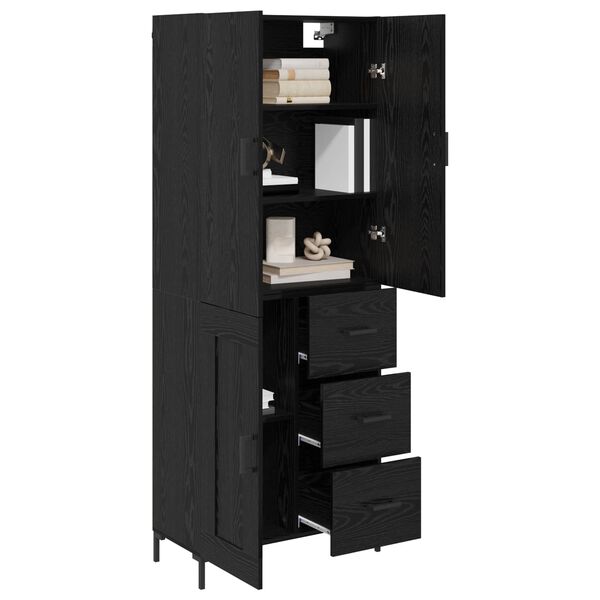 vidaXL Highboard Black Oak 69.5 x 34 x 180 cm Engineered Wood