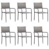 vidaXL 7 Piece Garden Dining Set Grey Poly Rattan