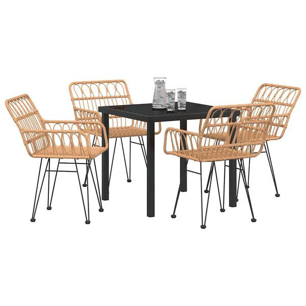 vidaXL Garden Dining Set 5 pcs Brown Powder-Coated Steel