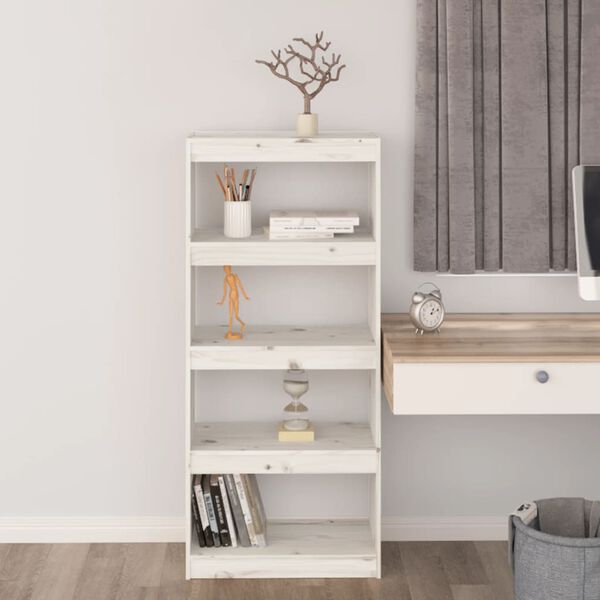 vidaXL Book Cabinet/Room Divider White 60x30x135.5 cm Solid Wood Pine
