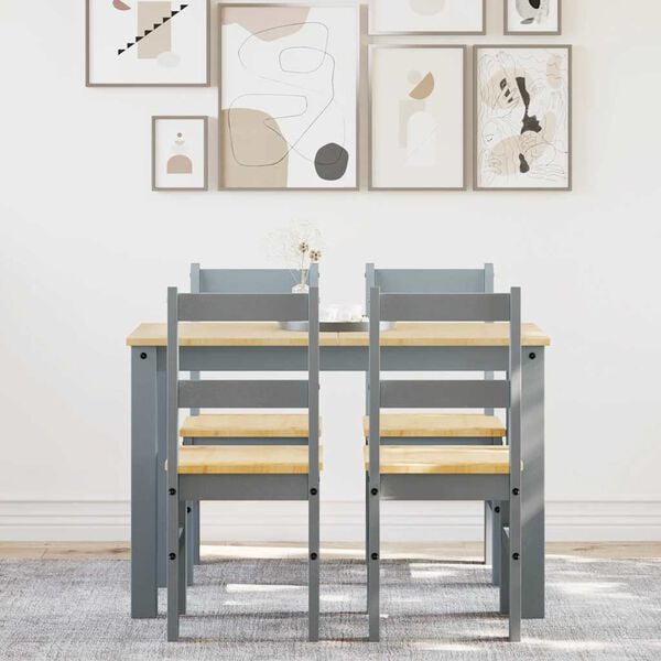 vidaXL 5 Piece Dining Set Panama Grey Solid Wood Pine