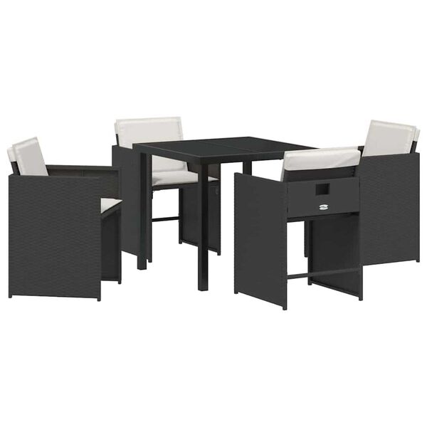 vidaXL Garden Dining Set 5 pcs Black Poly Rattan