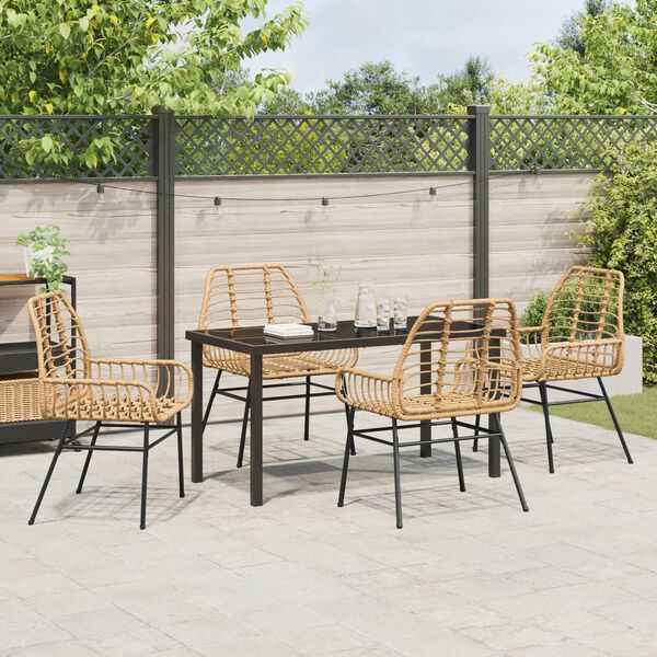 vidaXL Garden Dining Set 5 pcs Brown Poly Rattan