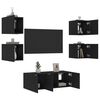 vidaXL 6 Piece TV Wall Units with LED Black Engineered Wood