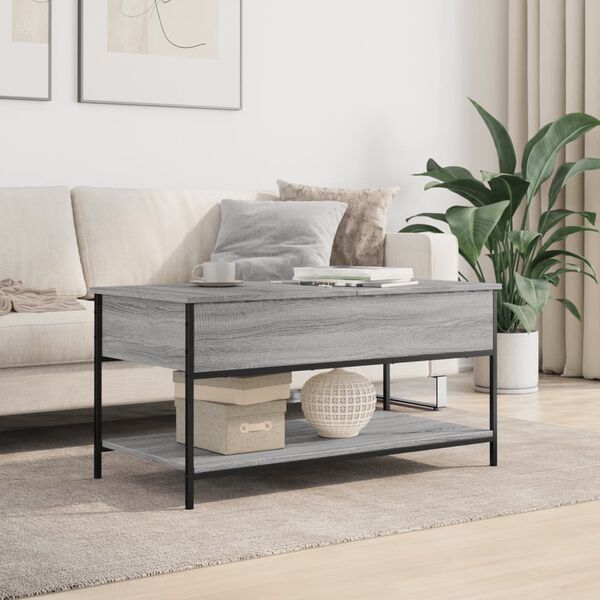 vidaXL Coffee Table Grey Sonoma 100x50x50 cm Engineered Wood and Metal