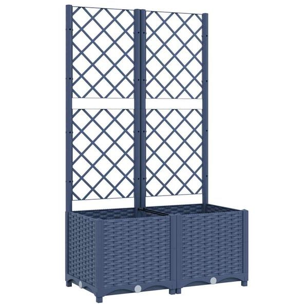 vidaXL Garden Planter with Trellis Blue Grey 80x40x136 cm PP