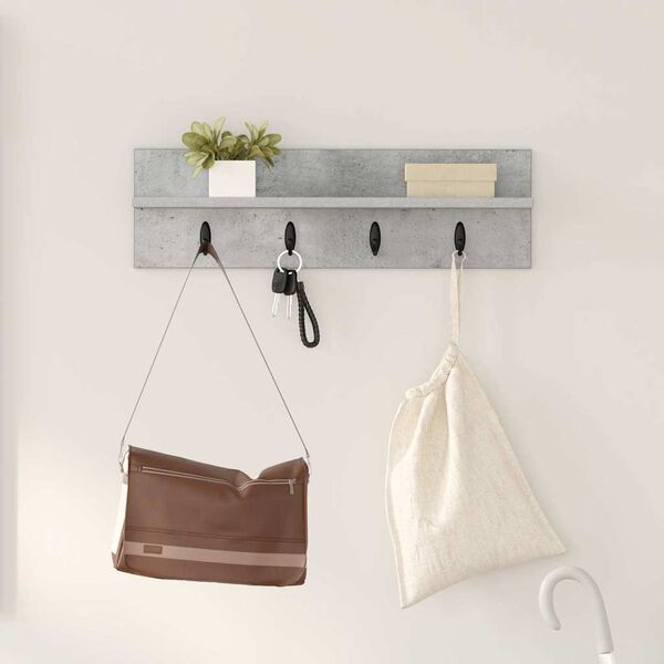 vidaXL Wall-Mounted Coat Rack Concrete Grey 60 x 10.5 x 18 cm