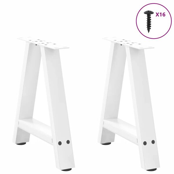 vidaXL Coffee Table Legs A-Shaped 2 pcs White&nbsp;38x(42-43) cm Steel