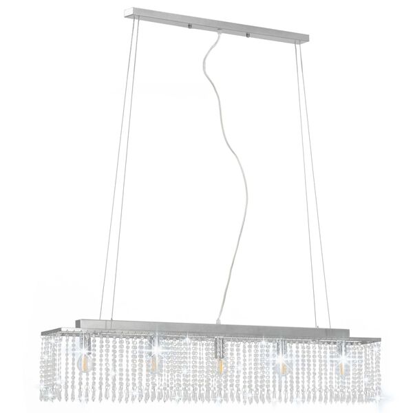 vidaXL Ceiling Lamp with Crystal Beads Silver 104 cm E14