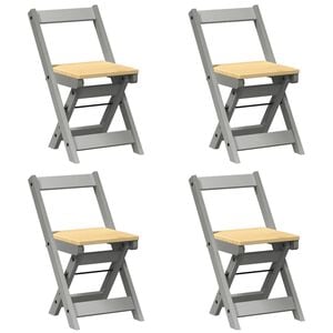 vidaXL Folding Chairs 4 pcs "Corona" Grey Solid Wood Pine