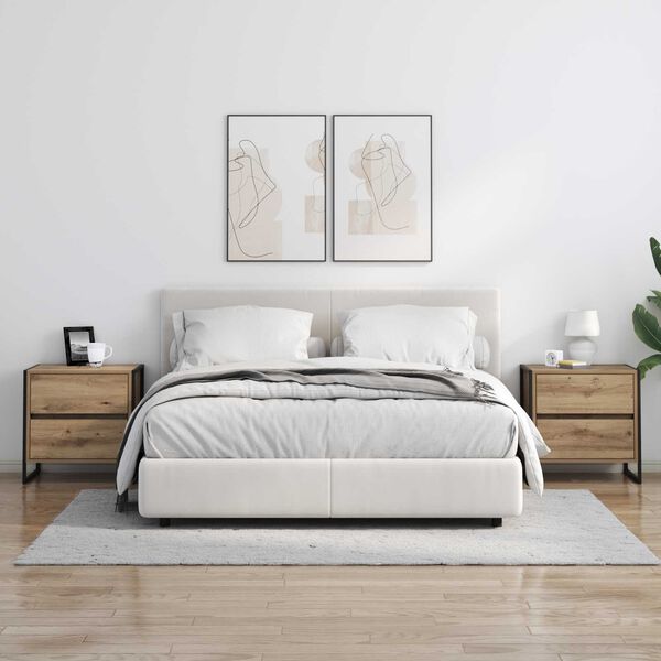 vidaXL Bedside Table Artisian Oak 50 x 39.5 x 50 cm Engineered Wood