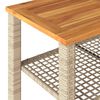 vidaXL Garden Table Beige 70x38x42 cm Poly Rattan Acacia Wood